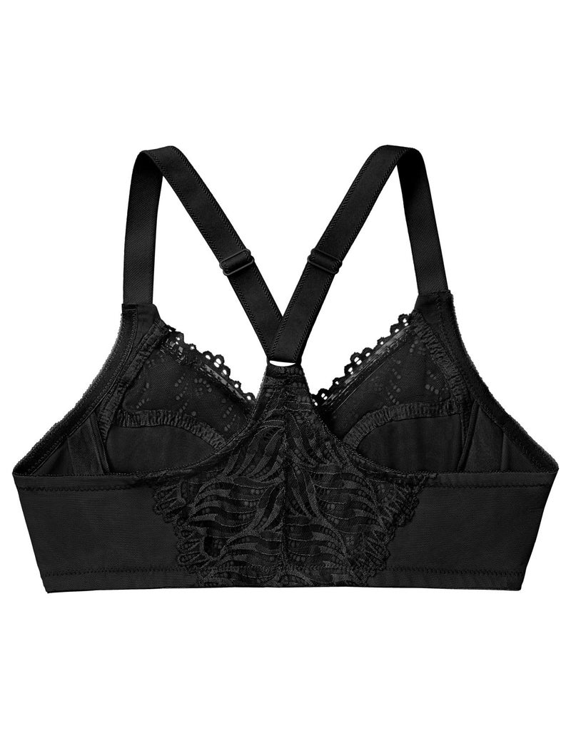 Glamorise Full Figure Plus Size Front-Closure T-Back Wonderwire Bra Underwire #1246 Black - Image 5